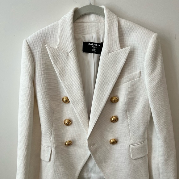 NEW BALMAIN DOUBLE-BREASTED BLAZER SIZE FR 36 US 04 COLOR BLANC GOLD BUTTONS - Picture 6 of 16